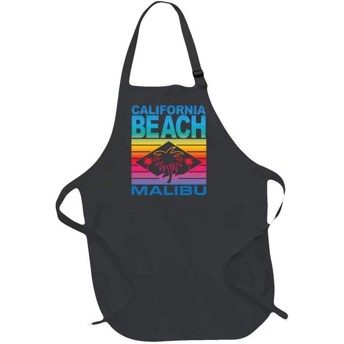 California Beach Retro Vibes Full-Length Apron With Pocket