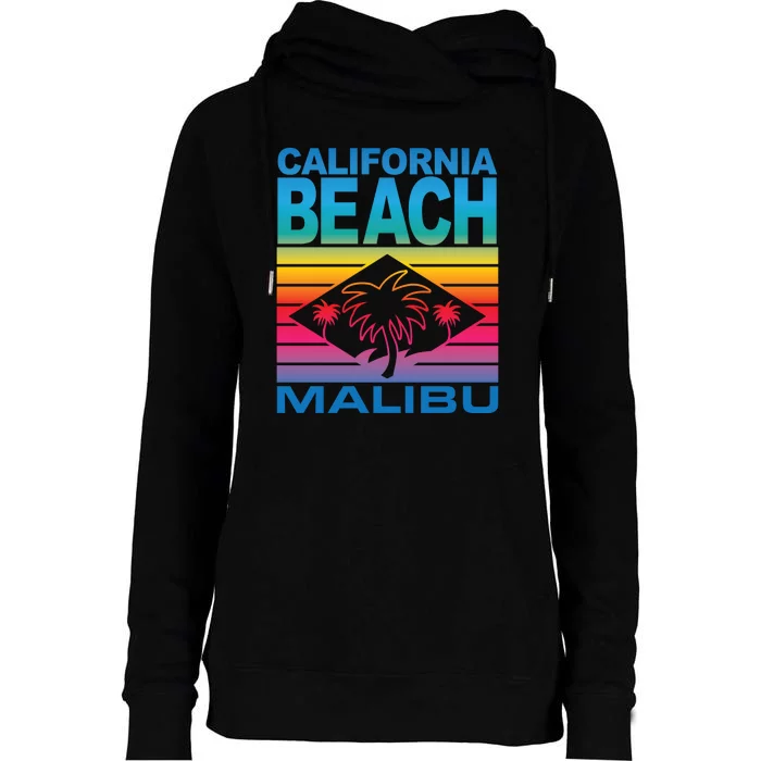 California Beach Retro Vibes Womens Funnel Neck Pullover Hood