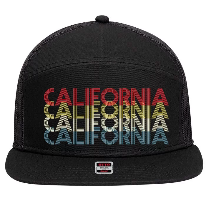 California Disco Lettering 7 Panel Mesh Trucker Snapback Hat