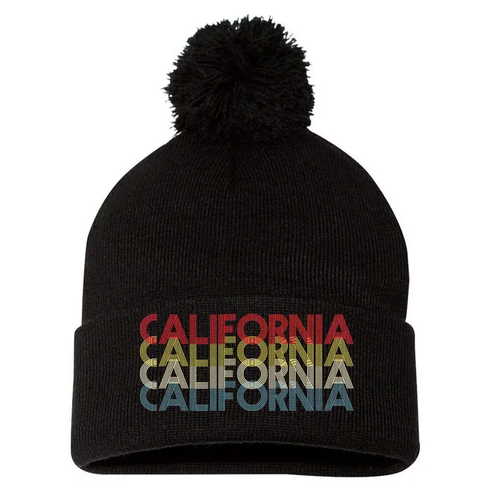 California Disco Lettering Pom Pom 12in Knit Beanie