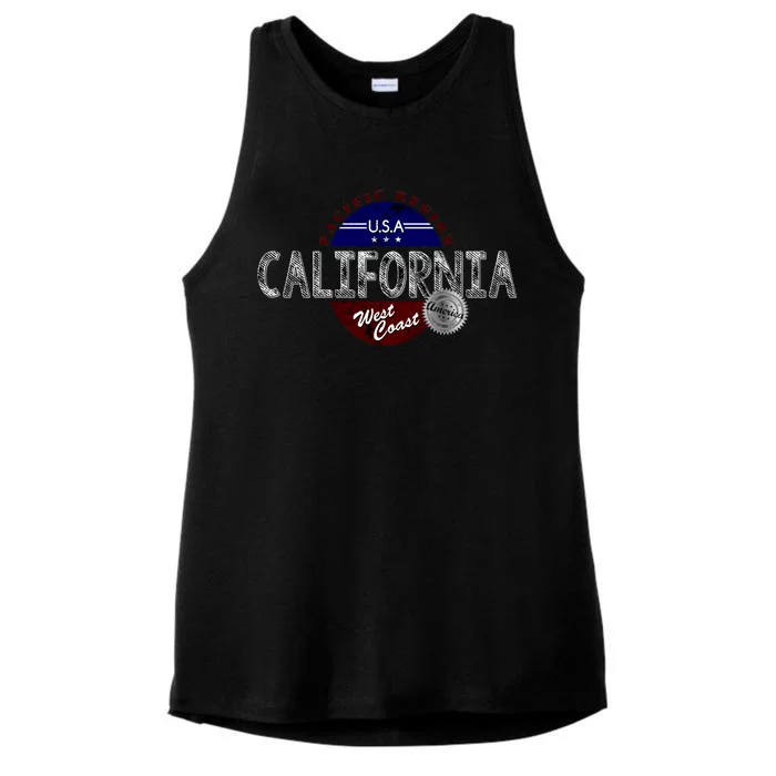 California Land of the Free Logo Ladies Tri-Blend Wicking Tank