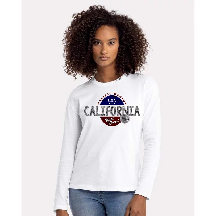 California Land of the Free Logo Womens Cotton Relaxed Long Sleeve T-Shirt