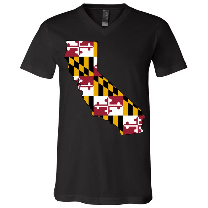 California Maryland Flag V-Neck T-Shirt