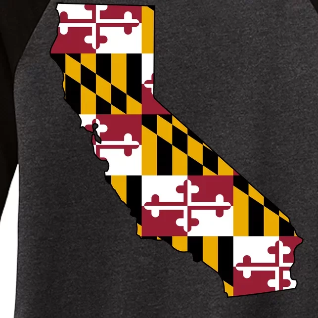 California Maryland Flag Women's Tri-Blend 3/4-Sleeve Raglan Shirt