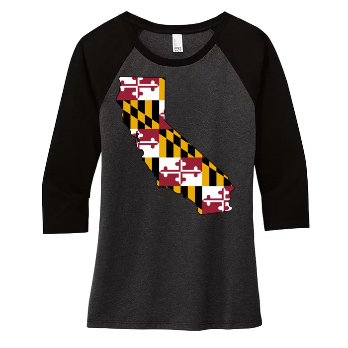 California Maryland Flag Women's Tri-Blend 3/4-Sleeve Raglan Shirt