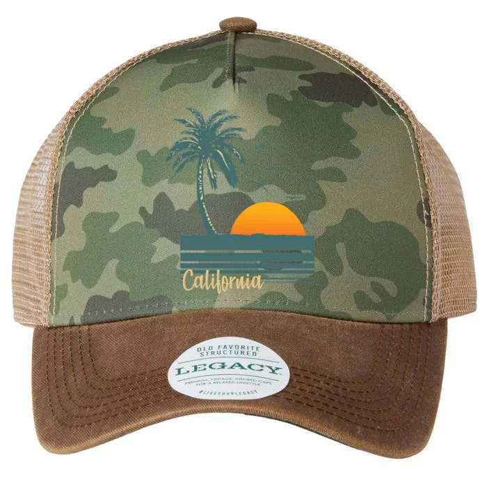 California Palm Tree Sunset Beach Legacy Tie Dye Trucker Hat