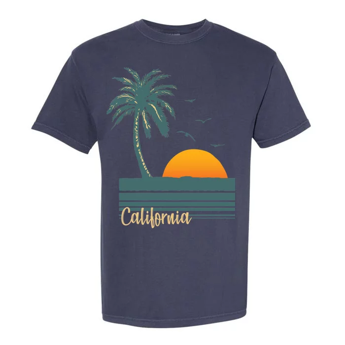 California Palm Tree Sunset Beach Garment-Dyed Heavyweight T-Shirt