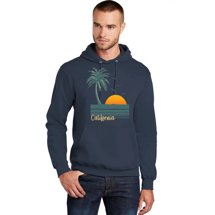 California Palm Tree Sunset Beach Hoodie