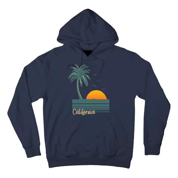 California Palm Tree Sunset Beach Hoodie