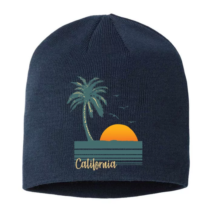 California Palm Tree Sunset Beach 8 1/2in Sustainable Knit Beanie