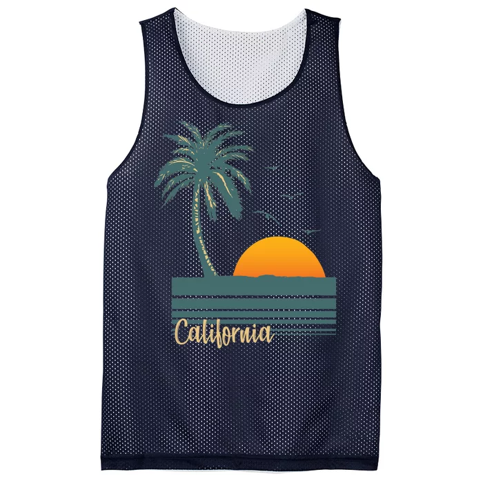 California Palm Tree Sunset Beach Mesh Reversible Basketball Jersey Tank