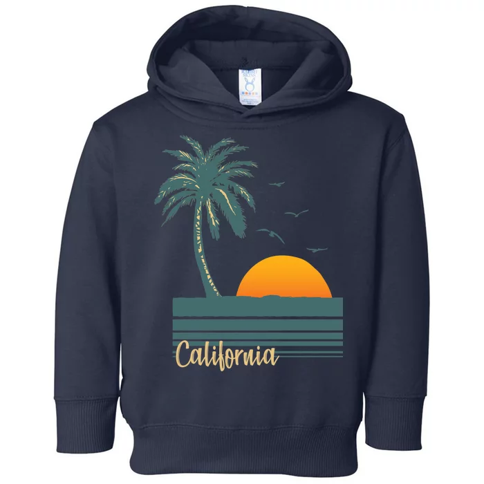 California Palm Tree Sunset Beach Toddler Hoodie