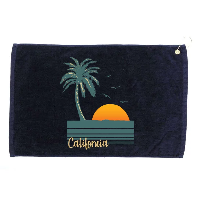 California Palm Tree Sunset Beach Grommeted Golf Towel