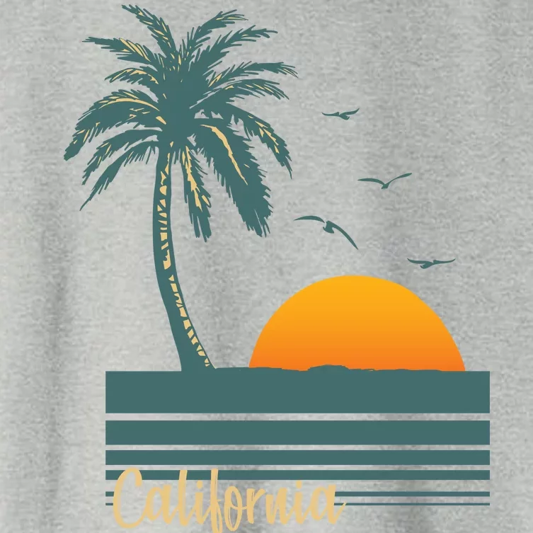 California Palm Tree Sunset Beach Women's Crop Top Tee