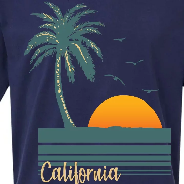 California Palm Tree Sunset Beach Sueded Cloud Jersey T-Shirt