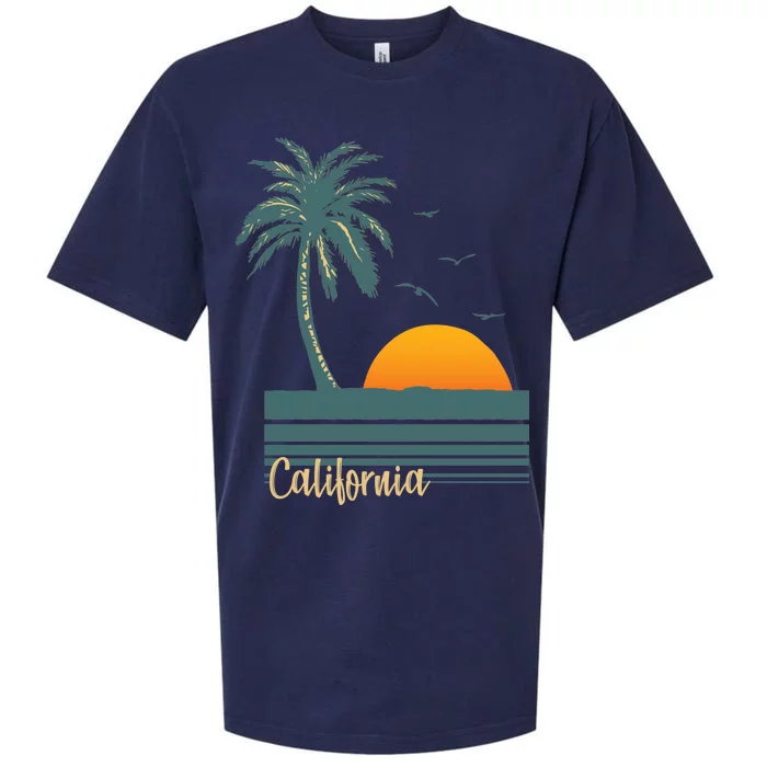 California Palm Tree Sunset Beach Sueded Cloud Jersey T-Shirt