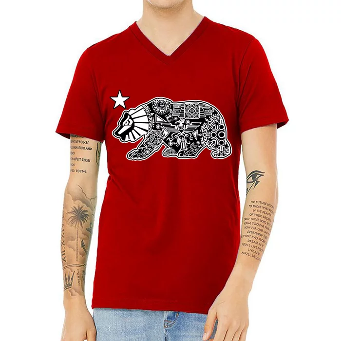 California Republic Aztec Bear V-Neck T-Shirt