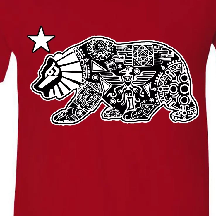 California Republic Aztec Bear V-Neck T-Shirt