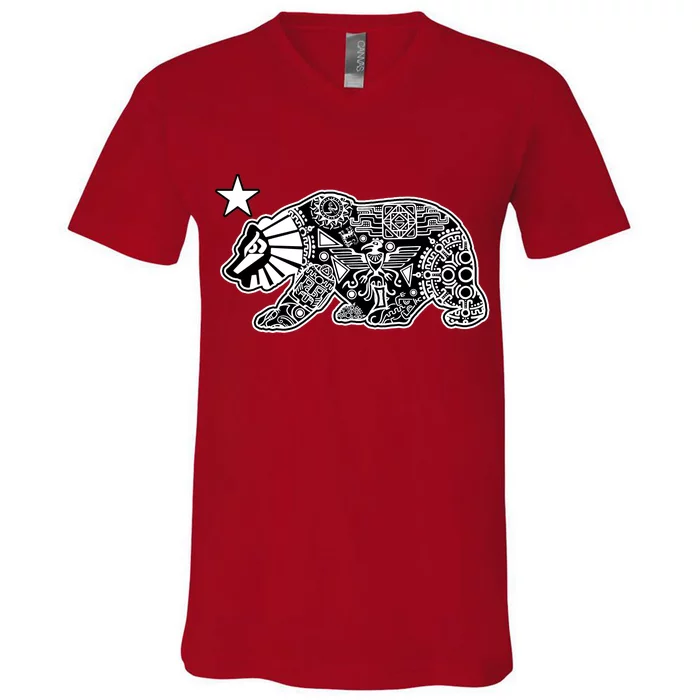 California Republic Aztec Bear V-Neck T-Shirt