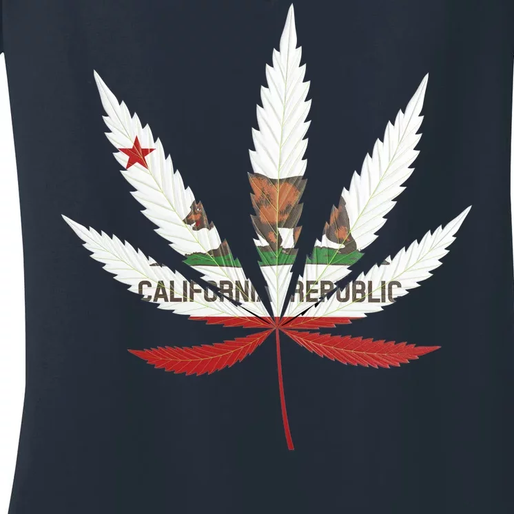 California Republic: Cali Weed Women's V-Neck T-Shirt