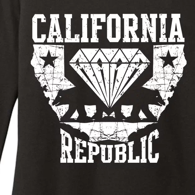 California Republic Diamond State Bear Womens CVC Long Sleeve Shirt