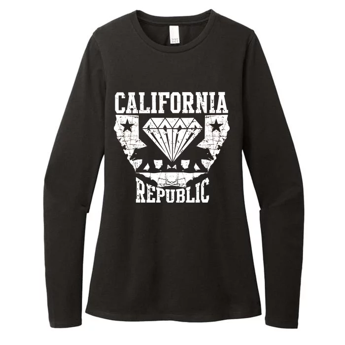 California Republic Diamond State Bear Womens CVC Long Sleeve Shirt