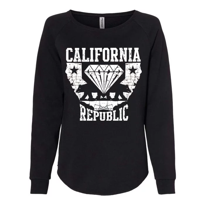 California Republic Diamond State Bear Womens California Wash Sweatshirt