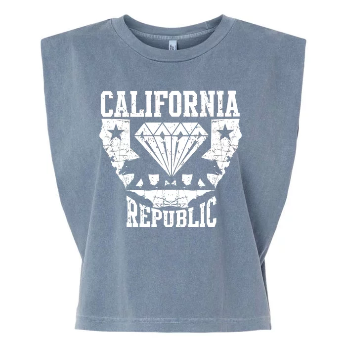 California Republic Diamond State Bear Garment-Dyed Women's Muscle Tee