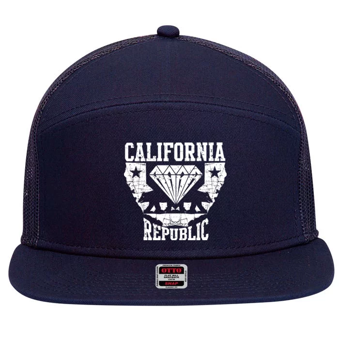 California Republic Diamond State Bear 7 Panel Mesh Trucker Snapback Hat