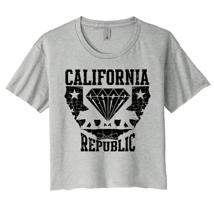 California Republic Diamond State Bear Women's Crop Top Tee