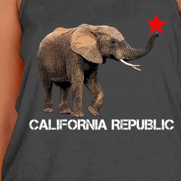 California Republic Elephant Women's Knotted Racerback Tank