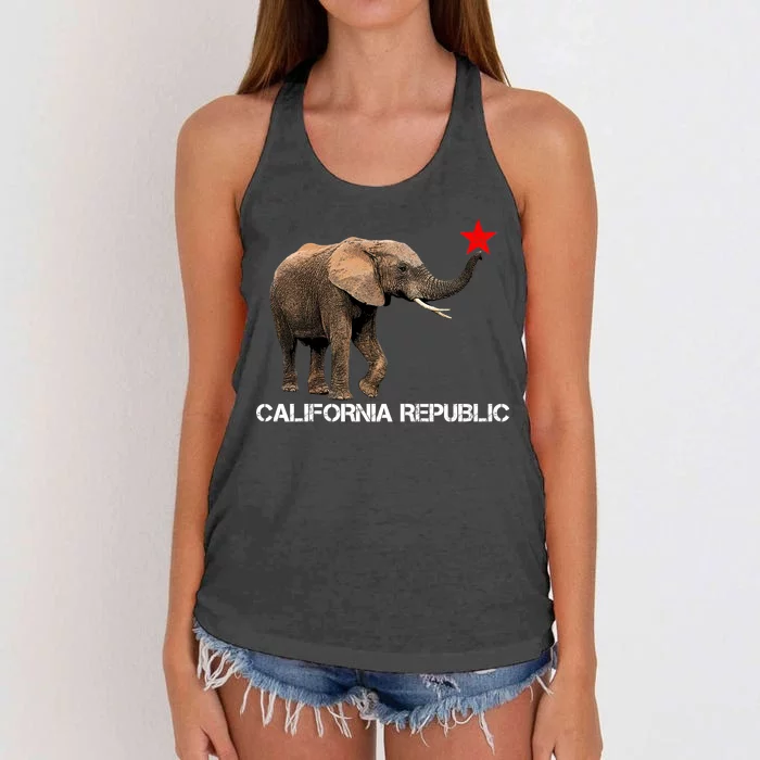 California Republic Elephant Women's Knotted Racerback Tank