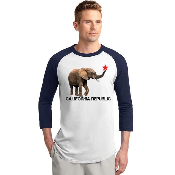 California Republic Elephant Baseball Sleeve Shirt