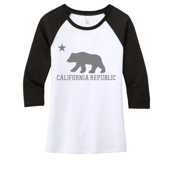 California Republic Grey Style Women's Tri-Blend 3/4-Sleeve Raglan Shirt