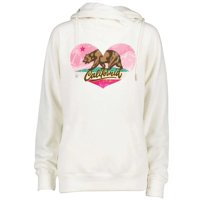 California Republic Heart Womens Funnel Neck Pullover Hood