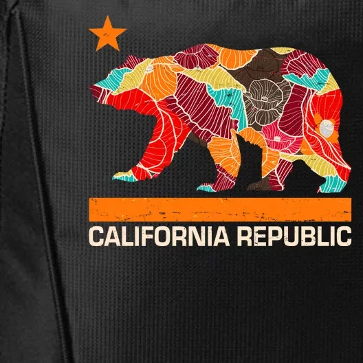 California Republic Logo Flower Floral Pattern Bear City Backpack