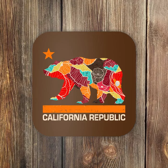 California Republic Logo Flower Floral Pattern Bear Coaster