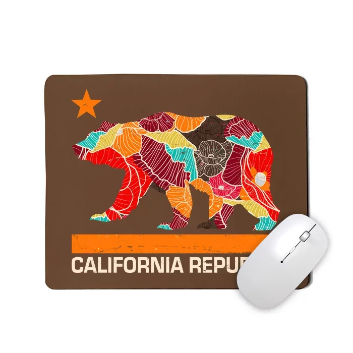 California Republic Logo Flower Floral Pattern Bear Mousepad