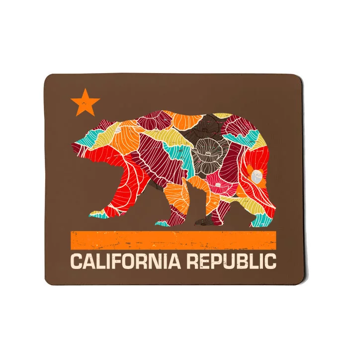 California Republic Logo Flower Floral Pattern Bear Mousepad