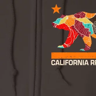 California Republic Logo Flower Floral Pattern Bear Full Zip Hoodie