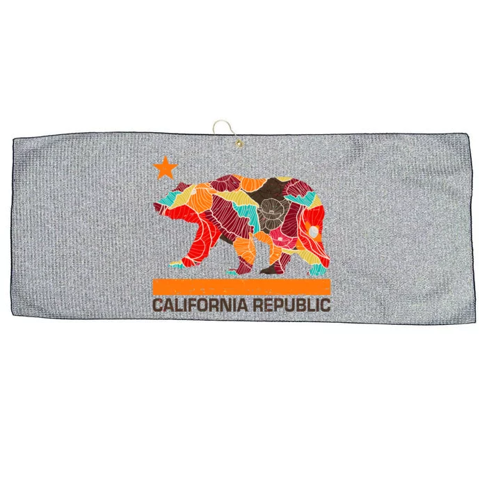 California Republic Logo Flower Floral Pattern Bear Large Microfiber Waffle Golf Towel