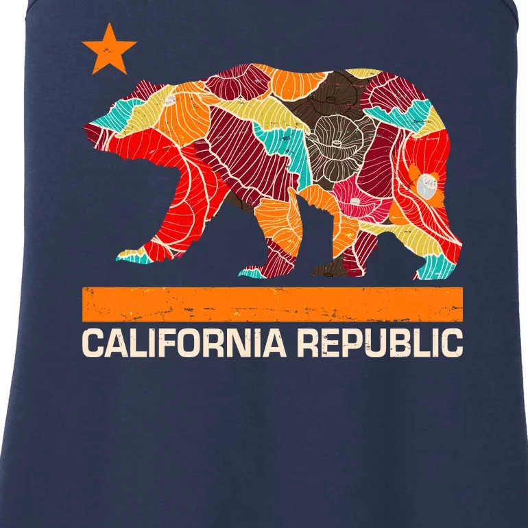 California Republic Logo Flower Floral Pattern Bear Ladies Essential Tank