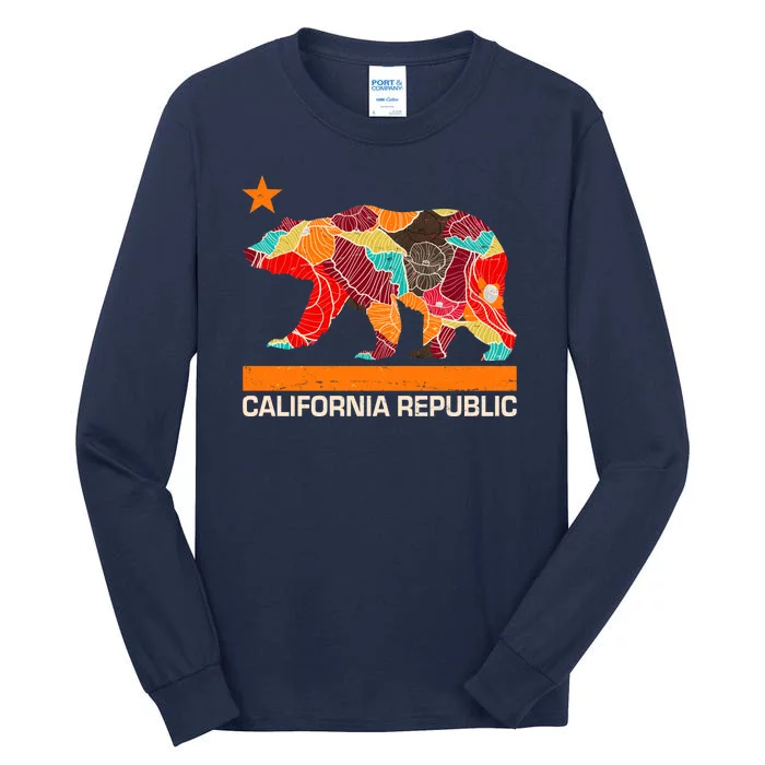 California Republic Logo Flower Floral Pattern Bear Tall Long Sleeve T-Shirt