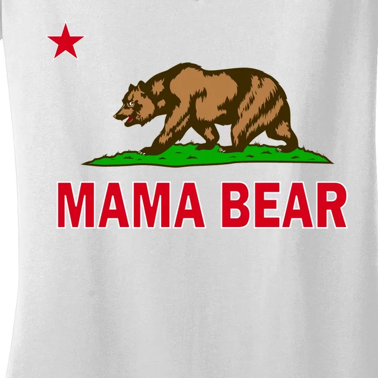 California Republic Mama Bear Women's V-Neck T-Shirt