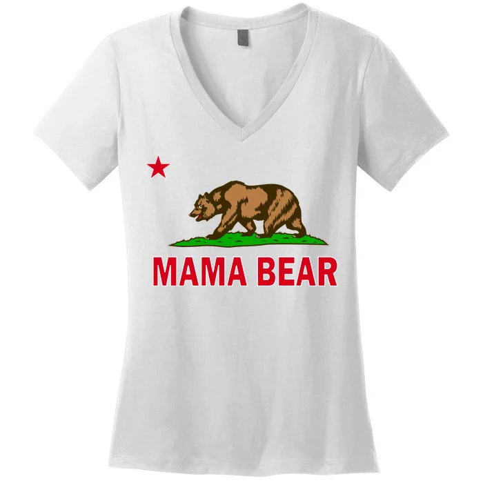 California Republic Mama Bear Women's V-Neck T-Shirt