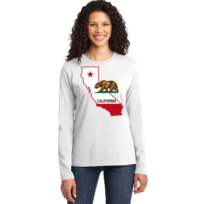 California State Bear Flag Ladies Long Sleeve Shirt