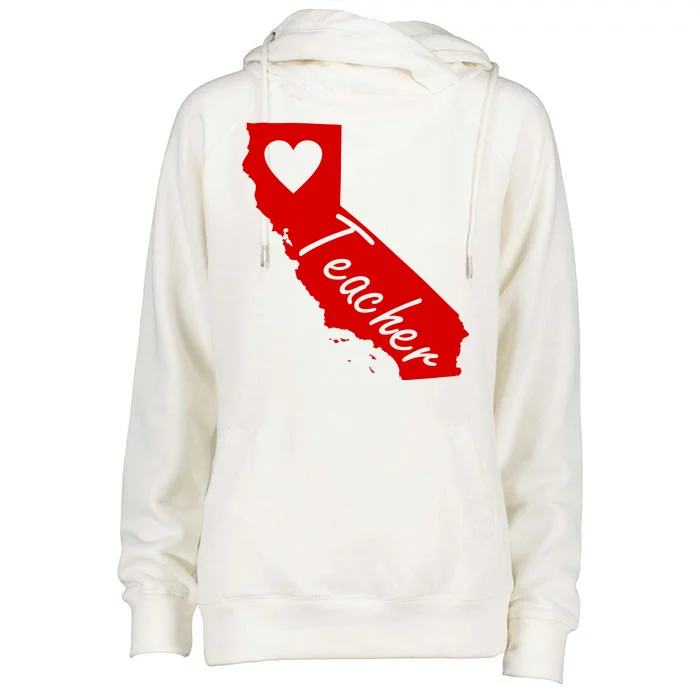 California State Teacher Red For Ed Womens Funnel Neck Pullover Hood