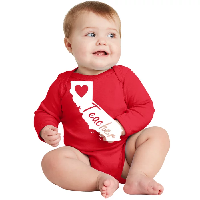 California State Teacher Red For Ed Baby Long Sleeve Bodysuit