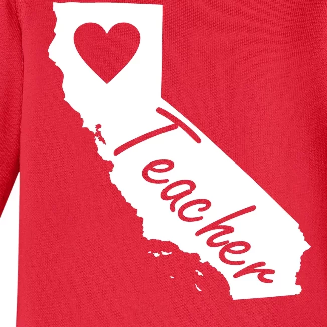 California State Teacher Red For Ed Baby Long Sleeve Bodysuit