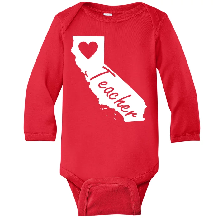 California State Teacher Red For Ed Baby Long Sleeve Bodysuit